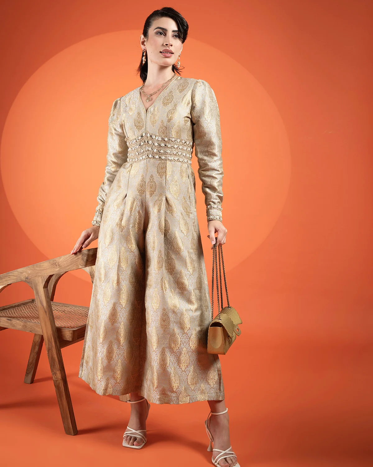 Elegance Redefined: How the Golden Brocade Jumpsuit Transforms Lives