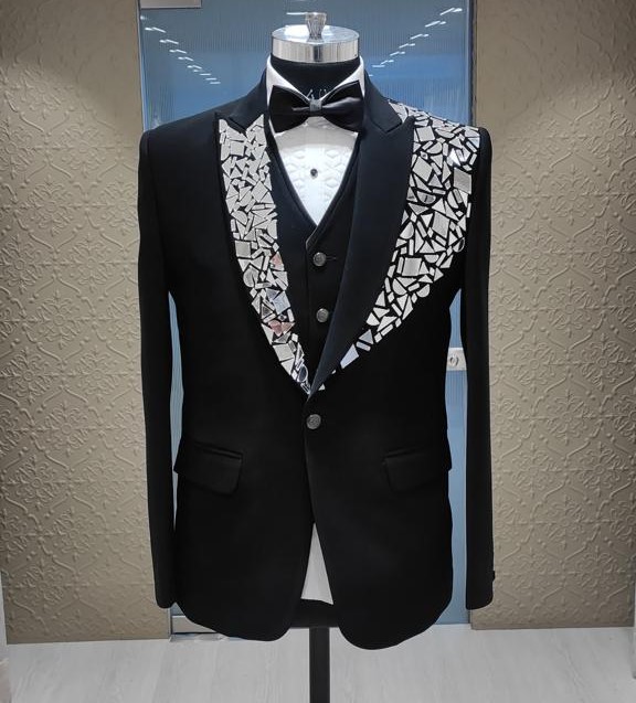 Elevate Your Elegance: The Mirror-Embellished Black Tuxedo Experience