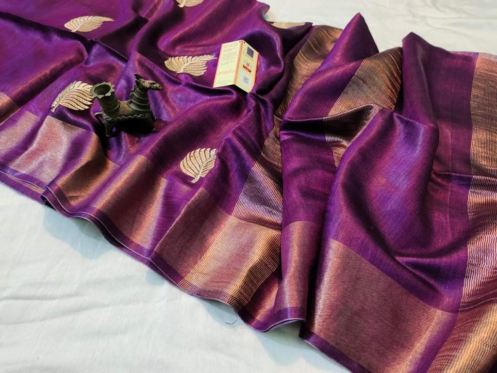 Embrace Elegance with the Pure Tussar Munga Embroidery Saree