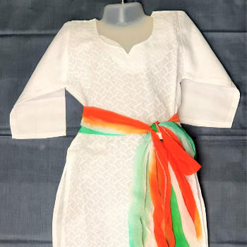 Embrace Elegance and Patriotism with the Perfect White Cotton Kurta and Tri-Colour Dupatta