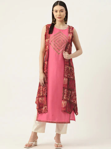 Elevate Your Ethnic Wardrobe with the Exquisite Geometric Embroidered Kurta