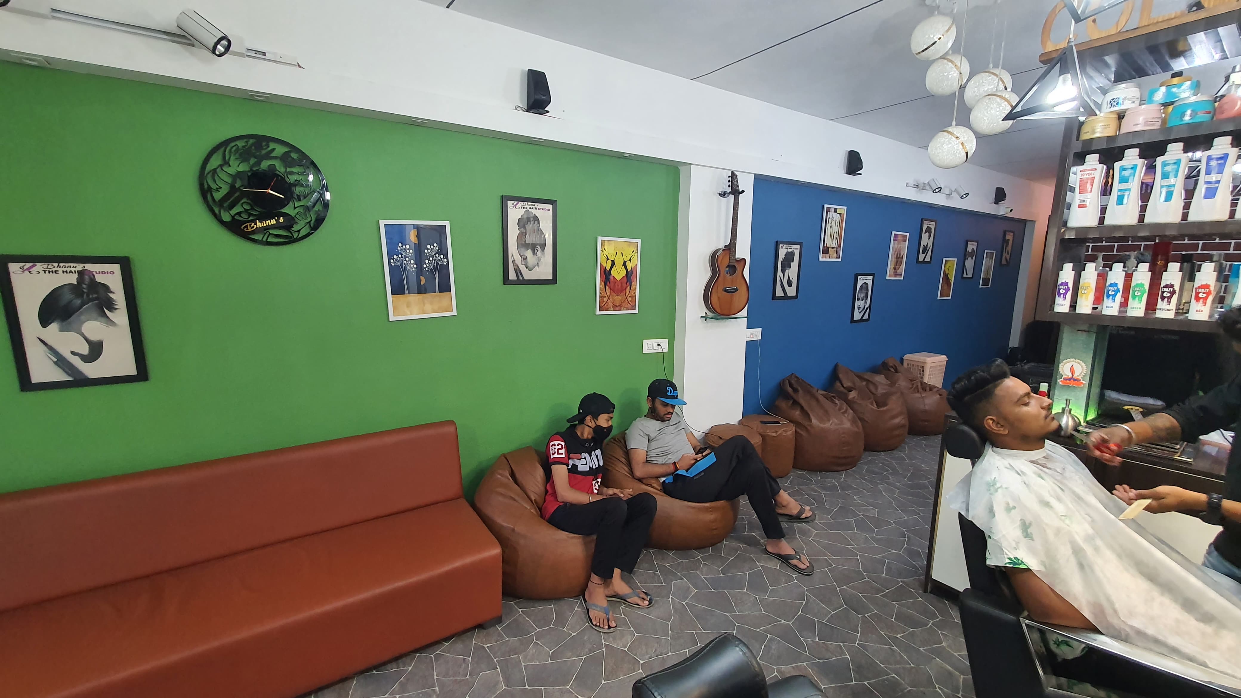 Experience Unmatched Comfort at Bhanu's Hair Studio's Spacious Waiting Haven