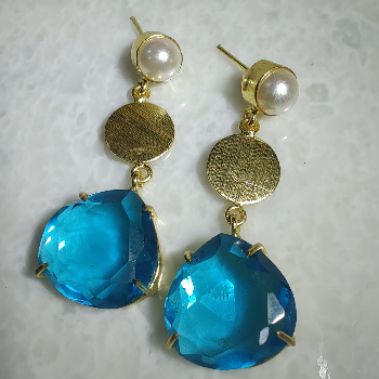 Embrace Elegance: How Brass Earrings with Blue Stones and Pearls Transform Lives
