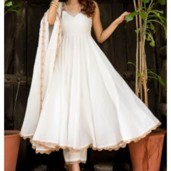 Embrace Elegance: How the White Anarkali with Pant and Dupatta Transforms Your Festive Wardrobe | Trendy Threads