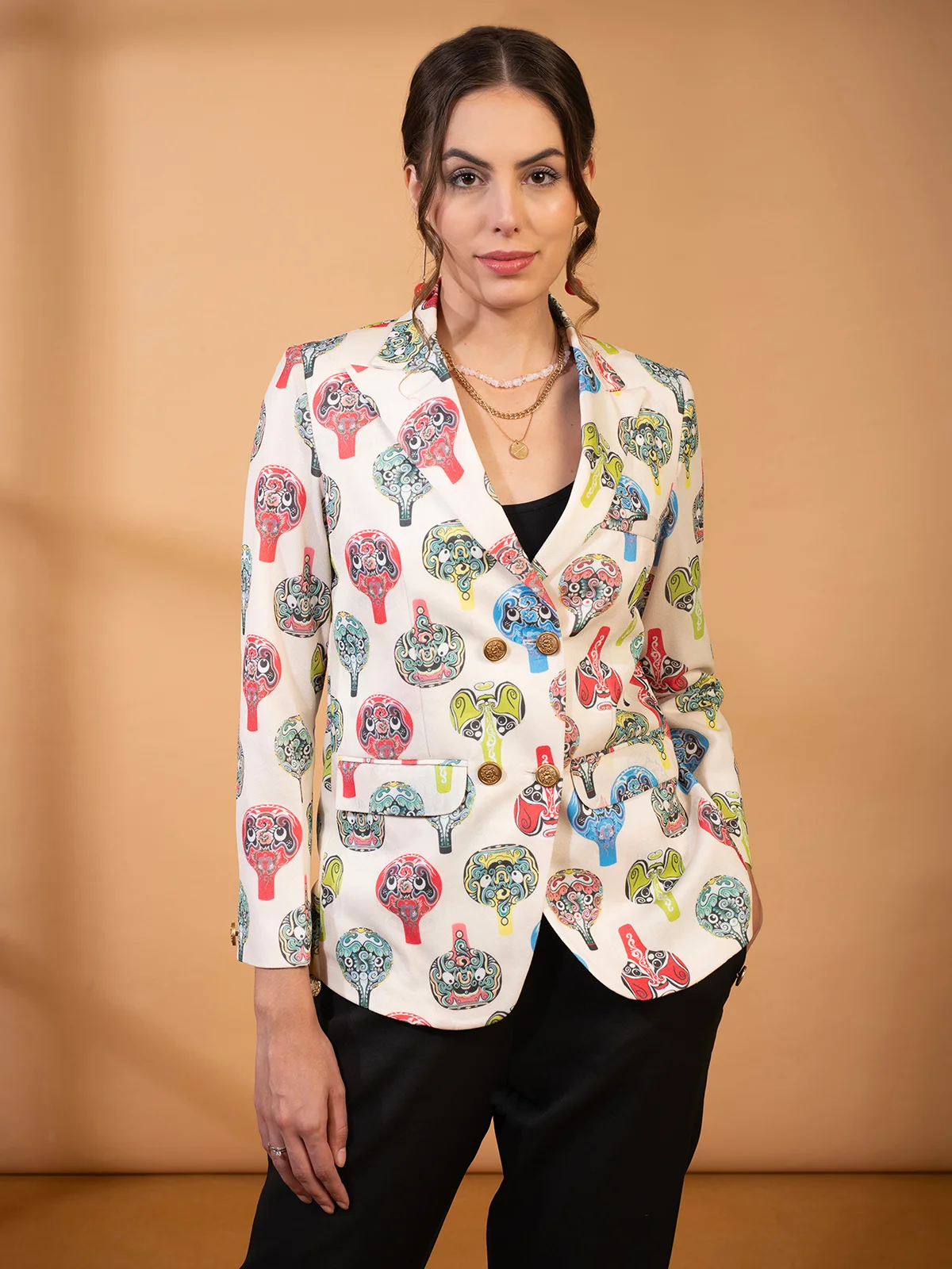 Transform Your Wardrobe with the White Double-Breasted Banana Crape Blazer