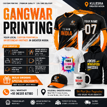 Best Custom T-Shirt Printing & Sportswear Manufacturer in Kulesra, Greater Noida | GANGWAR PRINTING