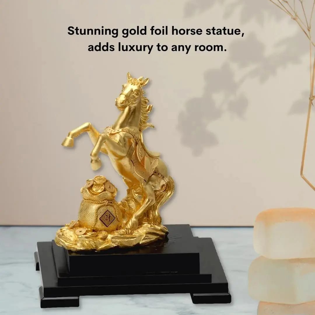Transform Your Living Space with Elegance: The Gold Foil Horse Statue