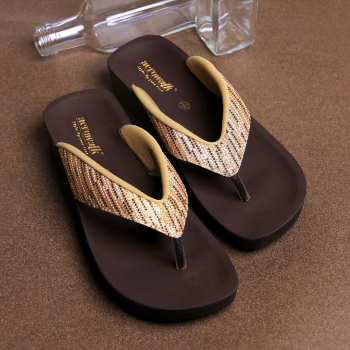 Embrace Comfort and Style: Aerowalk Women’s Copper V-Shape Sandal with Polka Dotted Upper