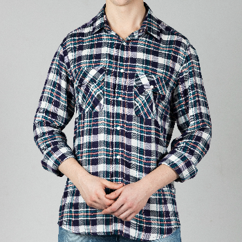 "Stay Stylish and Comfortable: The Perfect Navy Checks Cotton Flannel Shirt for Men"