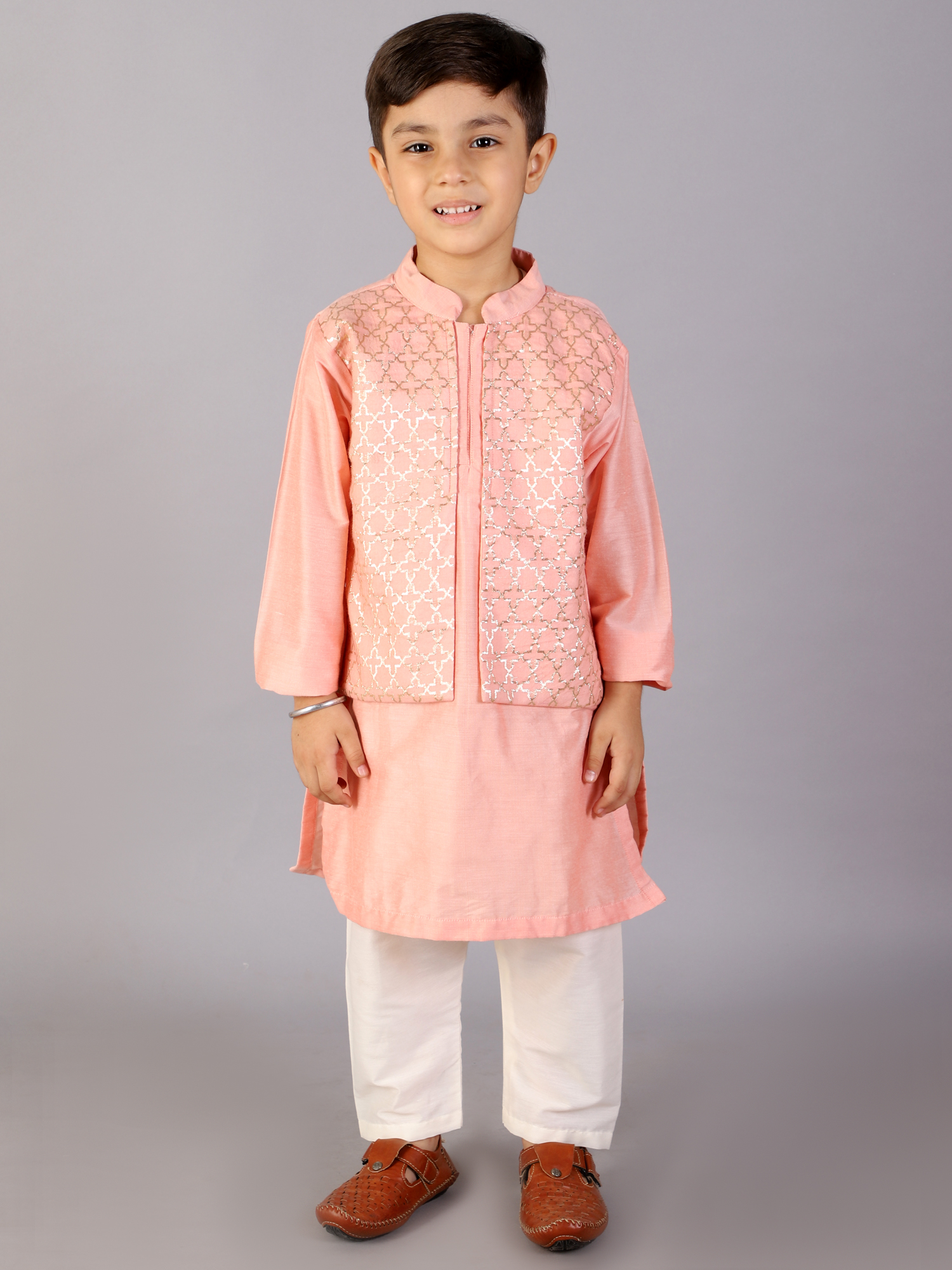 Finding the Perfect Festive Outfit: How Patel Peach Kurta with Attached Jacket and Pyjama Solves Your Wardrobe Woes