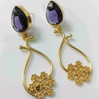 Enchanting Elegance: How Brass Earrings with Purple Stones Transform Your Look