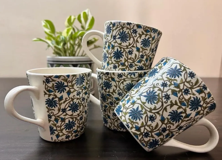 Embracing Serenity with Handcrafted Aqua Bloom Tea Mugs