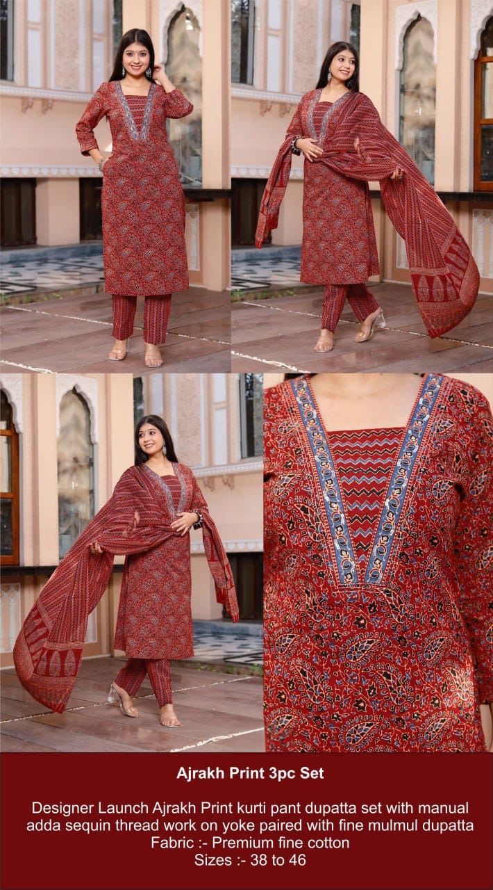Embrace Elegance: The Story of Anjali and Her Ajrakh Print Ensemble