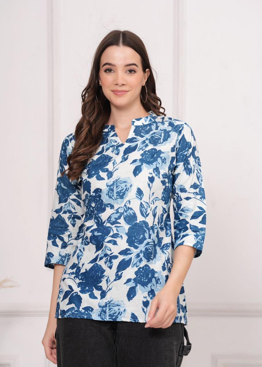 Transform Your Office Wardrobe with the Perfect Blue & White T-Shirt Top