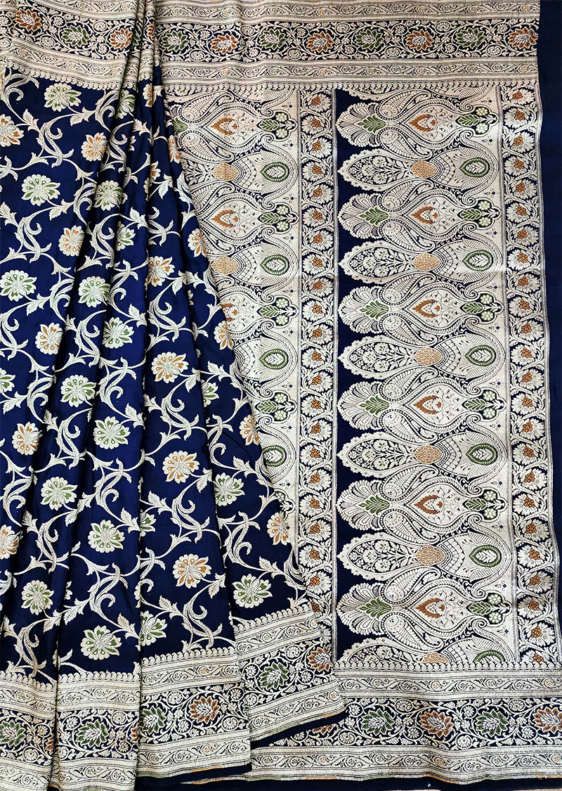 Elegance Redefined: The Story Behind the Navy Blue Katan Silk Saree