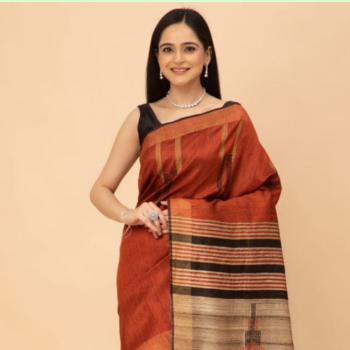 Tussar Khicha Silk, Tussar Dupian Raw Silk Sarees