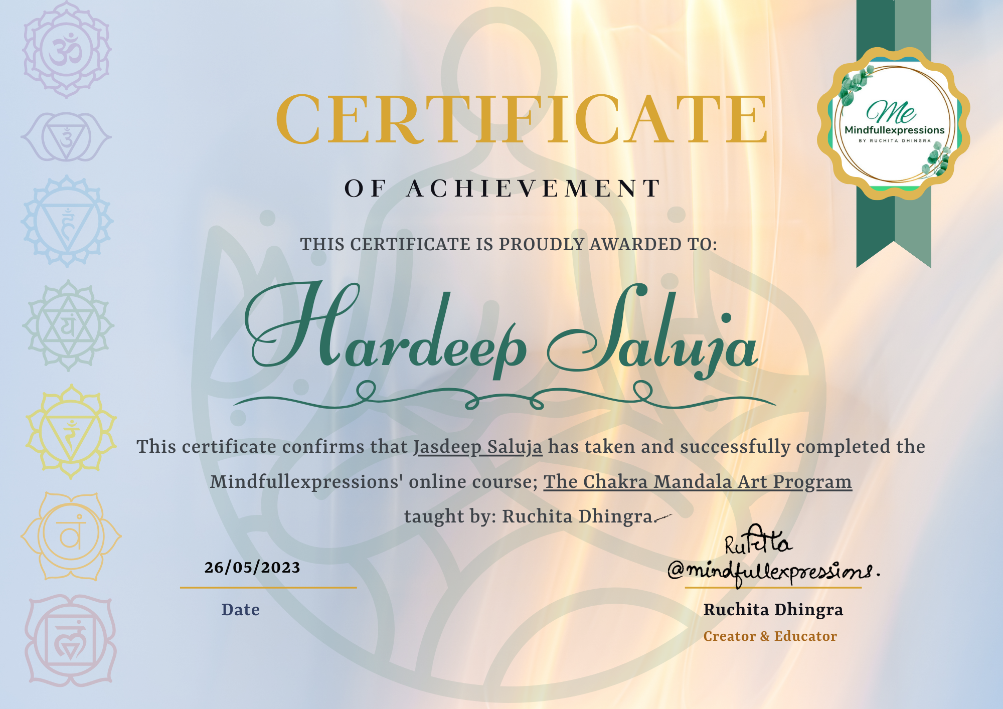 Mindfullexpressions® | Chakra Mandala Art Certificate