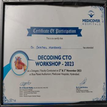 Dr Swapnil Mohabansi Consultant Interventional Cardiologist | Decoding CTO workshop -2023
