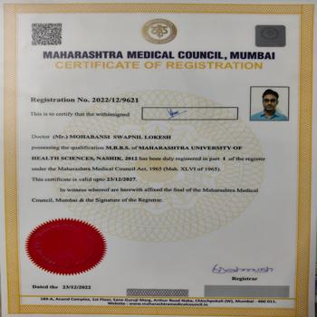 Dr Swapnil Mohabansi Consultant Interventional Cardiologist | Certificate of registration