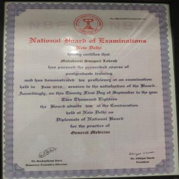 Dr Swapnil Mohabansi Consultant Interventional Cardiologist | Certificate for completion of postgraduate training