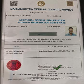 Dr Swapnil Mohabansi Consultant Interventional Cardiologist | E digital certificate