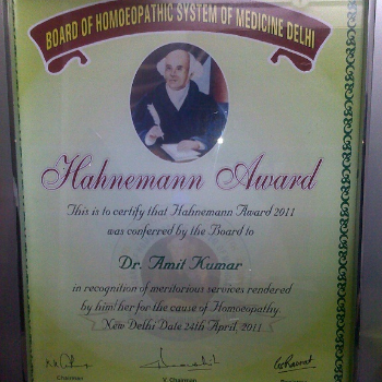 Dr Amit Kumar Gupta, Homeopathic doctor | HAHNEMANN AWARD 2011 DELHI