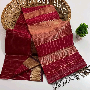 Roshni Silk Saree With Jari Border, 6.3 m (with blouse piece) Roshni Handloom Moulana Aazad Marg Mominpura Near Jama Masjid M.P Maheshwar