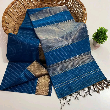 Roshni Handwoven Saree Golden Jari Border Jari Pallu Saree Roshni Handloom Moulana Aazad Marg Mominpura Near Jama Masjid M.P Maheshwar