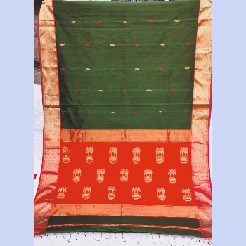 Maheshwari Handlooms Cotton Saree (Green) Mohd Arif Khan Handloom Near Madrasi Baba Dargah, Mominpura, Maheshwar M.P