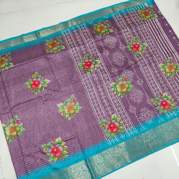 Soft dolla silk screen printed   design sarees and jari weaving kanchi border sarees-https://i-media.vyaparify.com/vcards/products/138777/product_1739339326_67ac363ed5a9b.png Image