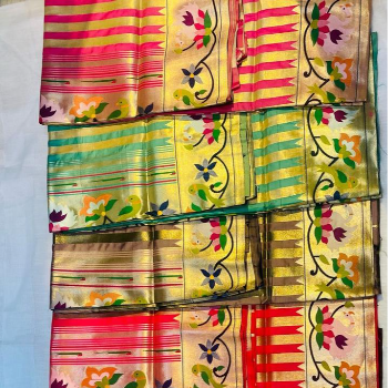 Zari Stripes Semi Paithani with Rajhans Border Draupadi Vastram Clothing Shop Bhugaon Shop No 01, Bhugaon Road,Near Maharashtra Gramin Bank , Bhugaon