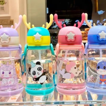 Cartoon Design Water Bottle with Straw & Strap BPA Free Non-Toxic, Anti-Leak Water Bottle for Kids,-https://i-media.vyaparify.com/vcards/products/195774/product_1745414993_6808eb51b6d67.png Image