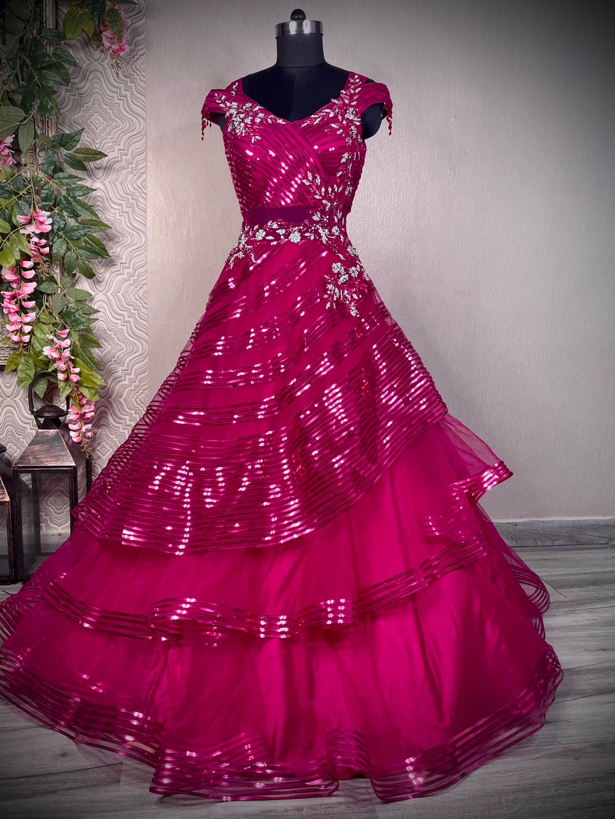 Stunning Sequin and Stone Embellished Gown-https://i-media.vyaparify.com/vcards/products/23725/Stunning-Sequin-&-Stone-Embellished-Gown.jpg Image