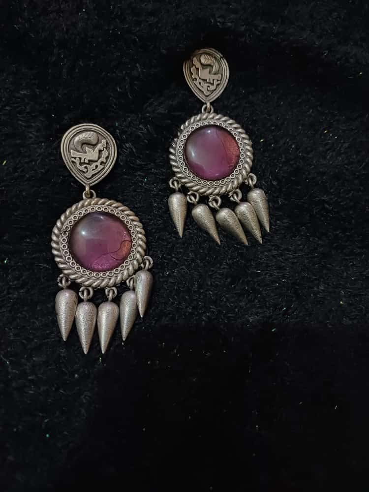 Silver Oxidized Earrings with Pearl Accents-https://i-media.vyaparify.com/vcards/products/27314/Silver-Oxidized-Earrings-with-Pearl-Accents.jpg Image