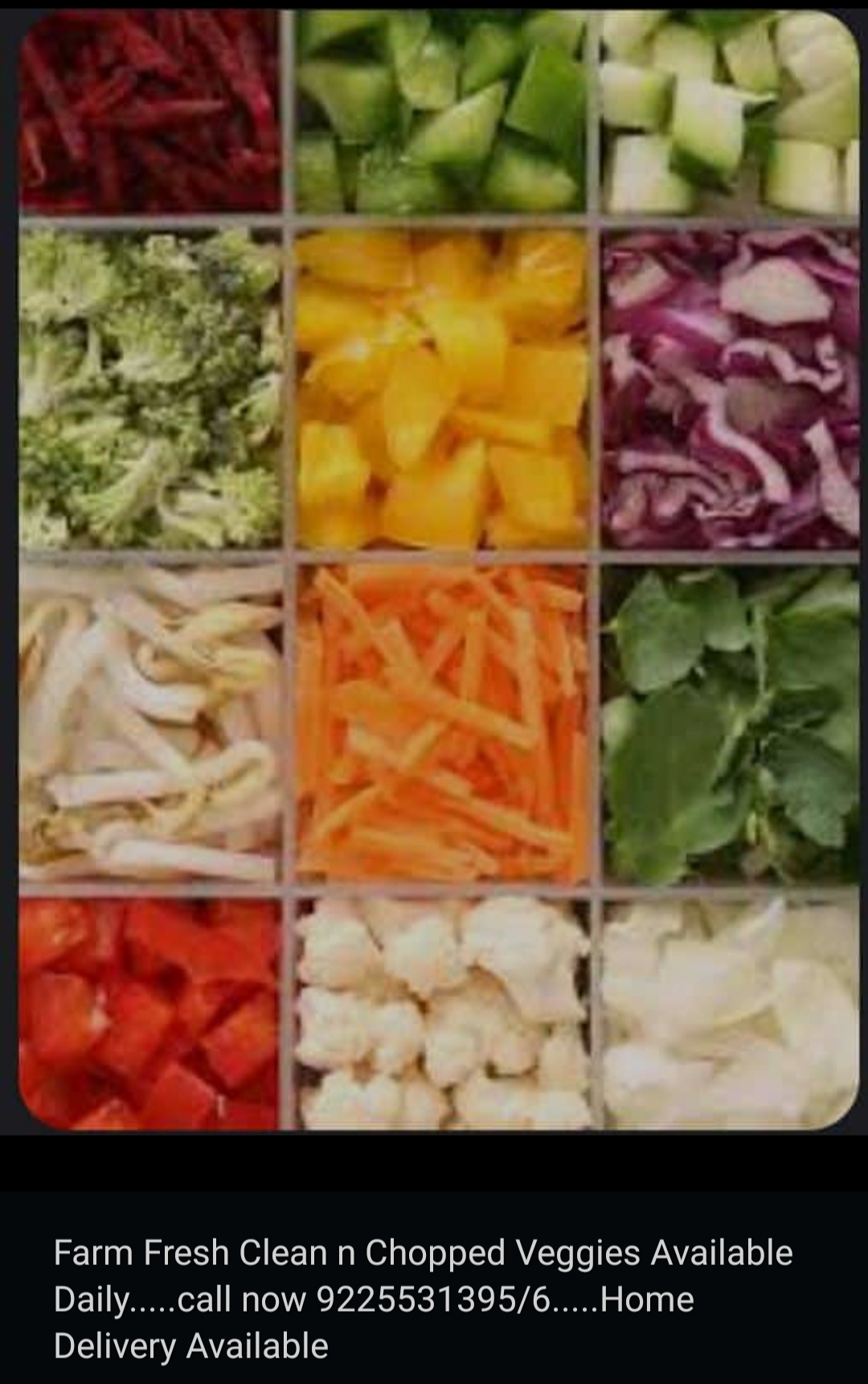 Farm fresh cleaned cut chooped vegetables-https://i-media.vyaparify.com/vcards/products/28536/IMG_20240222_234625.jpg Image