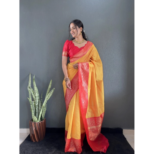Generic Women's Silk Blend Woven Kanjivaram Saree With Unstitched Blouse-https://i-media.vyaparify.com/vcards/products/292097/product_1749966590_684e5efe7d859.png Image
