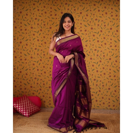  Generic Women's Silk Blend Self Design Bollywood Saree With Unstitched Blouse (5.5Mtr, Purple ASHIRWADA ENTERPRISES 1st Floor, Moideen Complex, Main Road, Darbe, Puttur, Karnataka 574202, India
