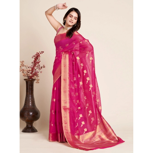 Generic Women's Silk Blend Printed Banarasi Saree With Unstitched Blouse (5.5Mtr, Pink)-https://i-media.vyaparify.com/vcards/products/292163/product_1749969652_684e6af4c8d48.png Image