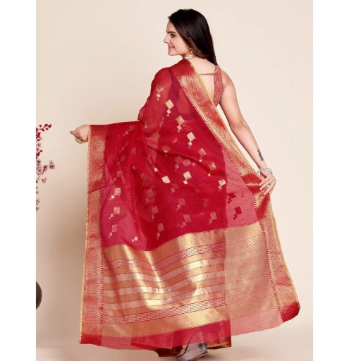 Generic Women's Silk Blend Printed Banarasi Saree With Unstitched Blouse (5.5Mtr, Dark Rani)-https://i-media.vyaparify.com/vcards/products/292170/product_1749969864_684e6bc803c84.png Image