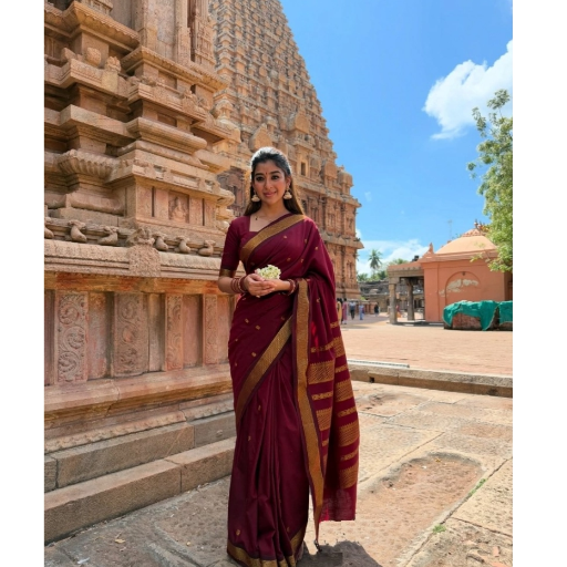  Generic Women's Jacquard Self Design Bollywood Saree With Unstitched Blouse (5.5Mtr, Maroon) ASHIRWADA ENTERPRISES 1st Floor, Moideen Complex, Main Road, Darbe, Puttur, Karnataka 574202, India