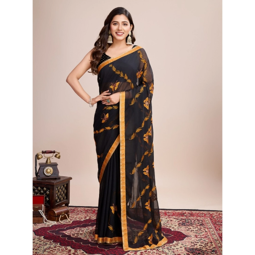  Generic Women's Georgette Printed Saree With Unstitched Blouse (5.5Mtr, Orange) ASHIRWADA ENTERPRISES 1st Floor, Moideen Complex, Main Road, Darbe, Puttur, Karnataka 574202, India