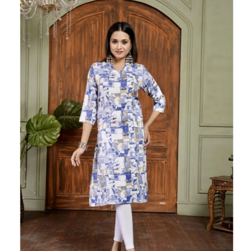  Cotton Blended Printed 3/4th Sleeve Collar Neck Kurti ASHIRWADA ENTERPRISES 1st Floor, Moideen Complex, Main Road, Darbe, Puttur, Karnataka 574202, India
