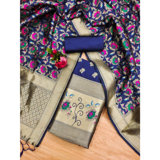  Generic Women's South Slub Cotton Unstitched Salwar-Suit Material With Dupatta ASHIRWADA ENTERPRISES 1st Floor, Moideen Complex, Main Road, Darbe, Puttur, Karnataka 574202, India