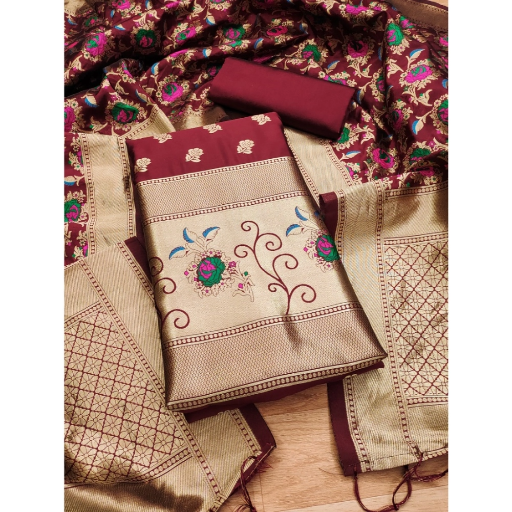  Generic Women's South Slub Cotton Unstitched Salwar-Suit Material With Dupatta ASHIRWADA ENTERPRISES 1st Floor, Moideen Complex, Main Road, Darbe, Puttur, Karnataka 574202, India