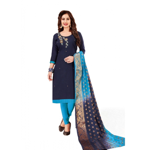  Generic Women's South Slub Cotton Unstitched Salwar-Suit Material With Dupatta ASHIRWADA ENTERPRISES 1st Floor, Moideen Complex, Main Road, Darbe, Puttur, Karnataka 574202, India