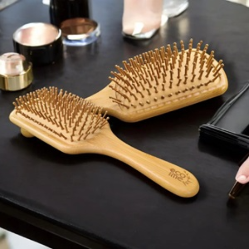 Ecowithme Organic Premium Bamboo/Wooden Paddle Hair Brush with cushioning for Women/Men and Girls-https://i-media.vyaparify.com/vcards/products/298993/product_1752320451_687249c35871c.png Image