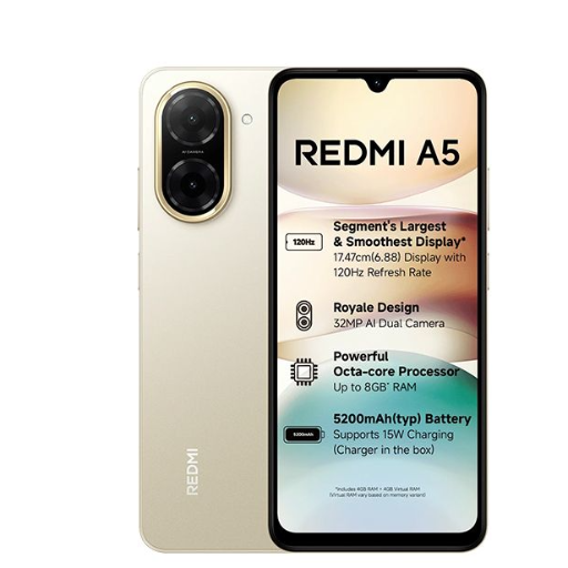 REDMI A5 (Jaisalmer Gold, 64 GB)  (3 GB RAM)-https://i-media.vyaparify.com/vcards/products/299642/product_1752919415_687b6d773844b.png Image