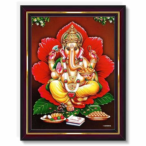 Hibiscus Ganesh Photo Frame 6 x 8 Inches-https://i-media.vyaparify.com/vcards/products/300072/product_1753206277_687fce0559bdc.png Image