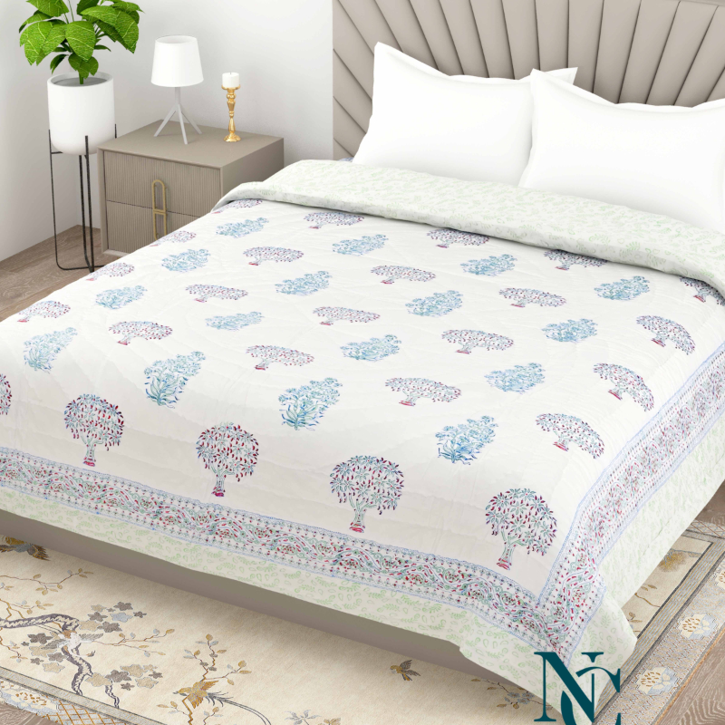 Hand-Block Printed Cotton Quilt – Reversible Lightweight Comforter-https://i-media.vyaparify.com/vcards/products/300465/product_1753597598_6885c69e555f9.jpeg Image