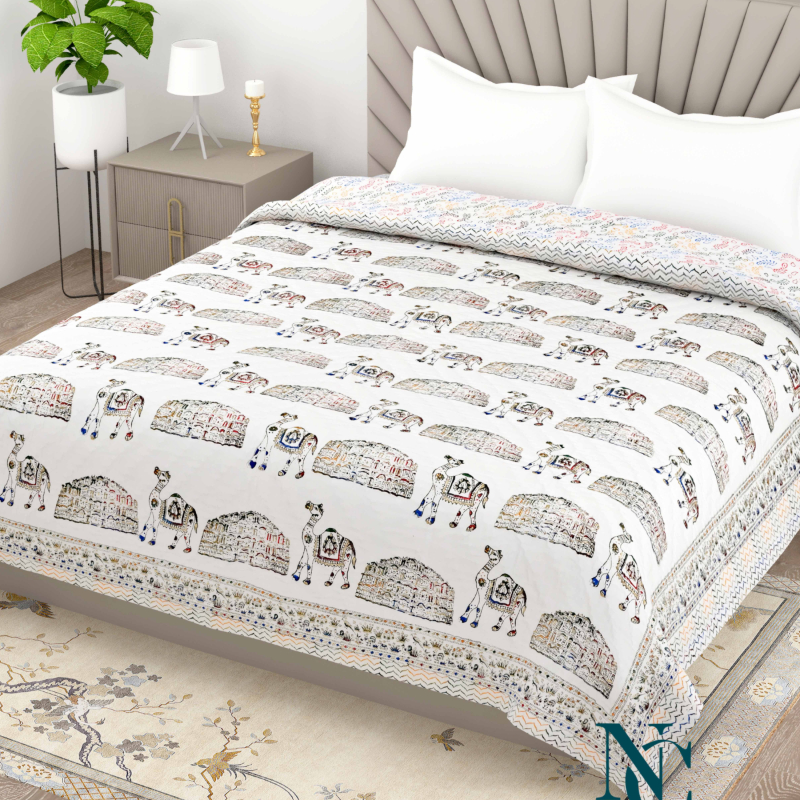 Hand-Block Printed Cotton Quilt – Camel & Desert Theme Reversible Comforter-https://i-media.vyaparify.com/vcards/products/300467/product_1753597739_6885c72b49c8b.jpeg Image